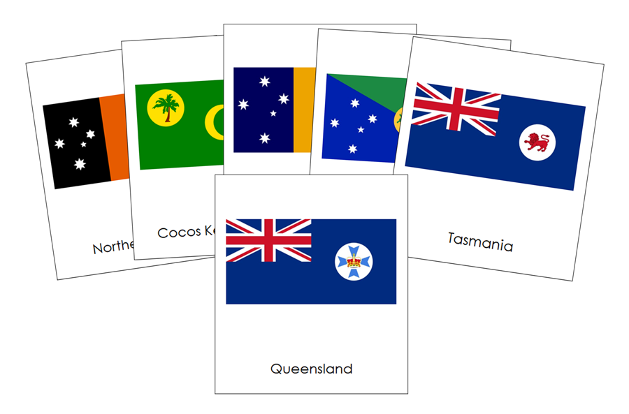 Flags of Australia 3-Part Cards - Montessori Print Shop Digital Download