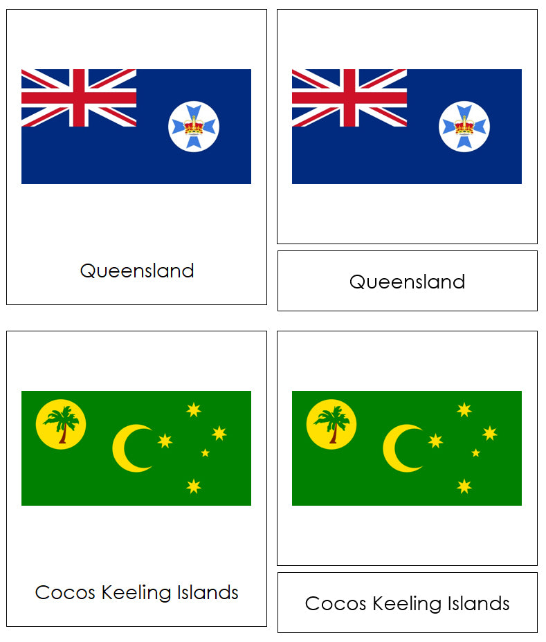 Flags of Australia 3-Part Cards - Montessori Print Shop Digital Download