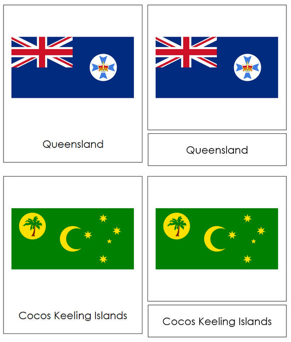 Flags of Australia 3-Part Cards - Montessori Print Shop Digital Download