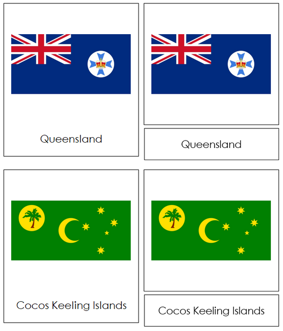 Australian Flags - Montessori continent cards