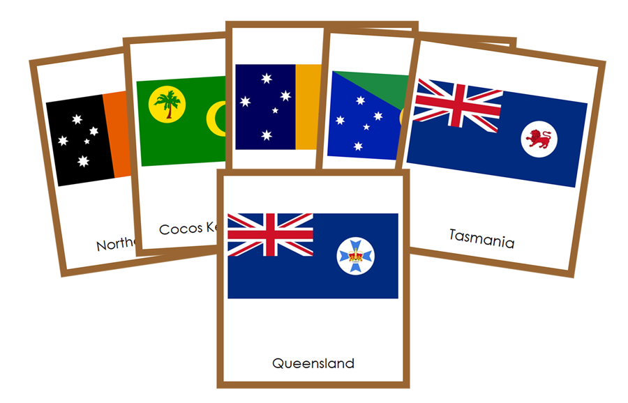 Flags of Australia/Oceania 3-Part Continent Cards - Montessori Print Shop Digital Download