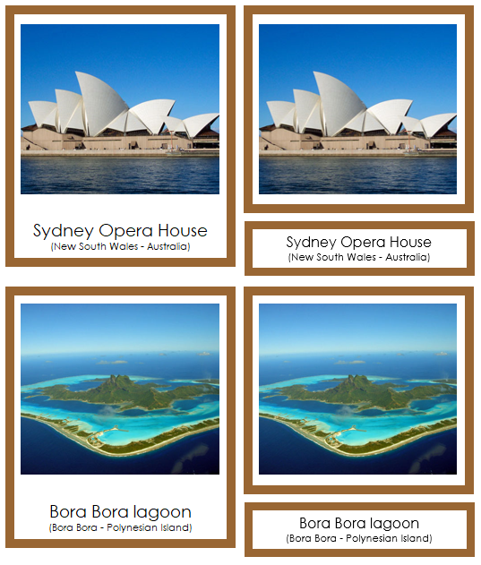 Landmarks of Australia/Oceania 3-Part Cards - Montessori Print Shop continent study