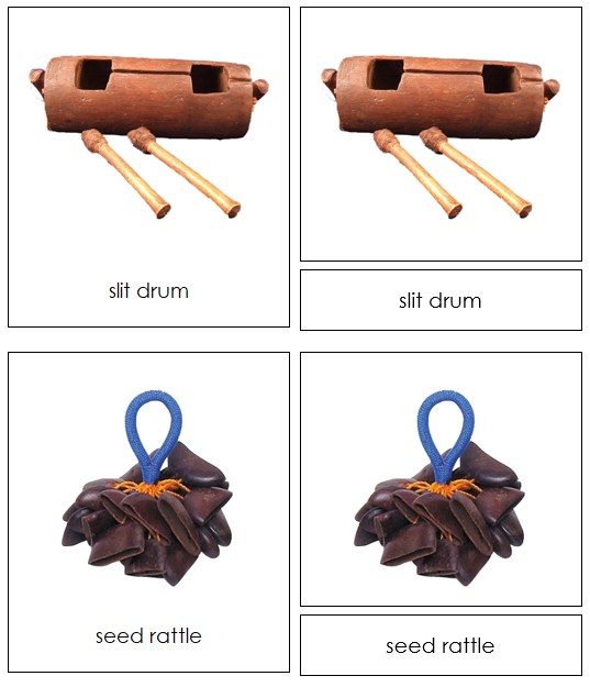 Musical Instruments of Australia/Oceania 3-Part Continent Cards - Montessori Print Shop Digital Download
