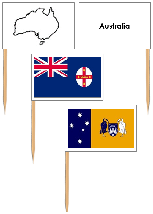 Flags of Australia: Pin Flags - Montessori Print Shop Digital Download geography materials