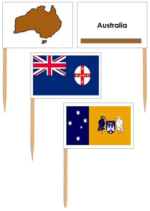 Flags of Australia: Pin Flags (color) - Montessori Print Shop Digital Download geography materials