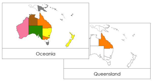 Australia/Oceania Flashcards (color-coded) - Montessori Print Shop Digital Download