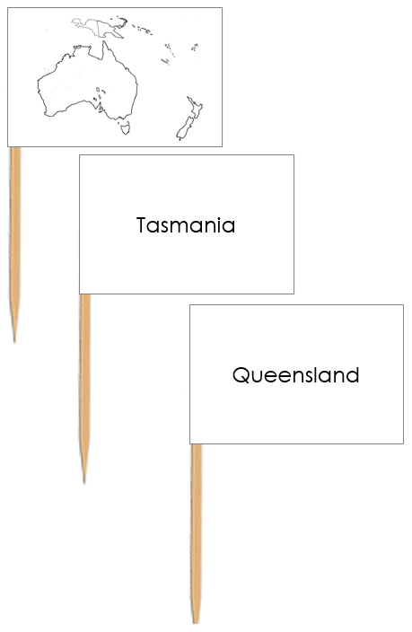 Australia Map Labels: Pin Flags - Montessori Print Shop Digital Download geography materials