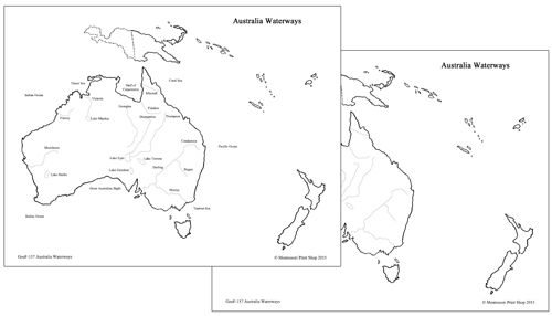 Major Waterways of Australia Map - Montessori Print Shop Digital Download