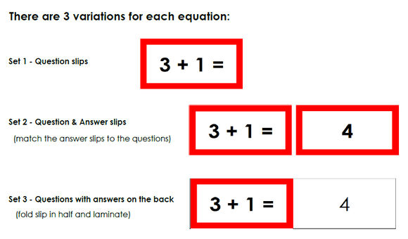 Montessori Addition Equation Slips - Montessori Print Shop Digital Download