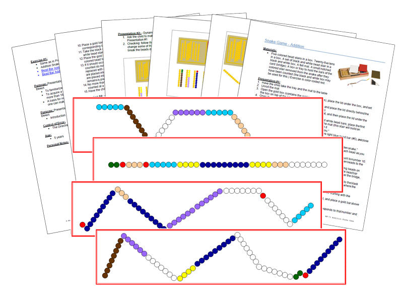Montessori Addition Snake Game Cards & Instructions  - Montessori Print Shop