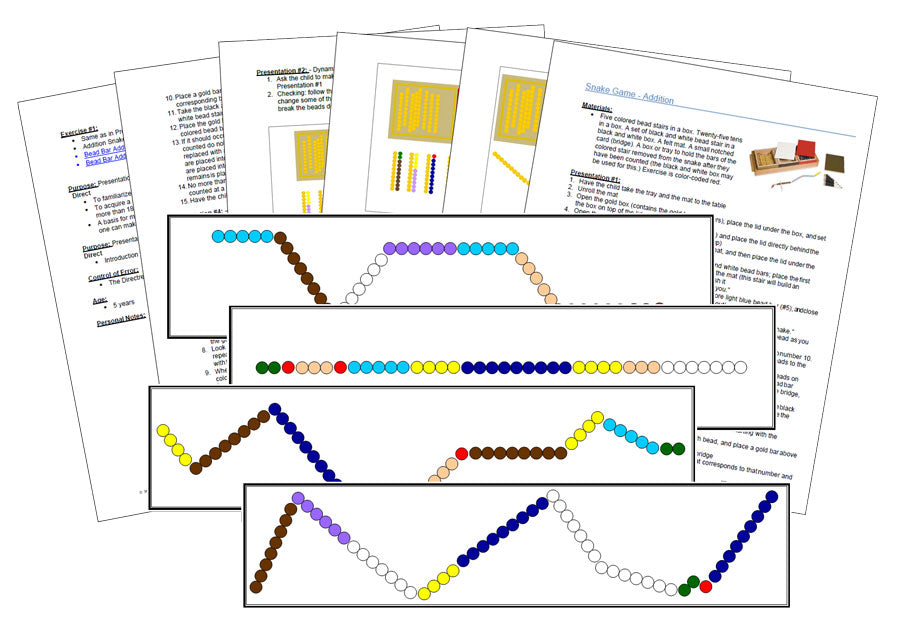 Montessori Addition Snake Game Task Cards & Instructions - Montessori Print Shop