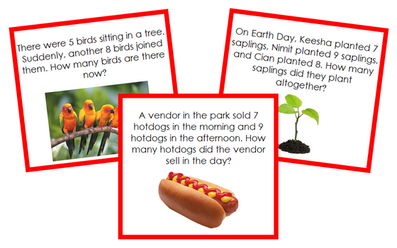 Addition Word Problems Set 2 (color) - Montessori Print Shop Digital Download