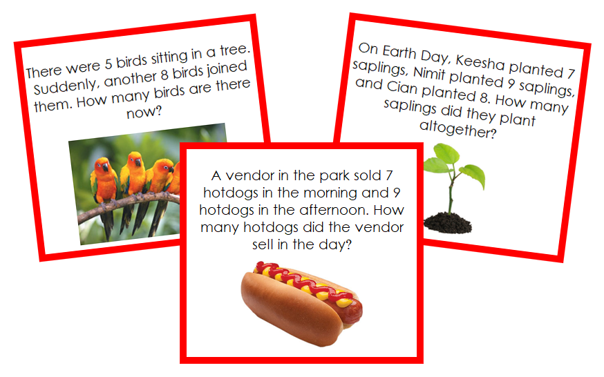 Addition Word Problems Set 2 (color) - Montessori Print Shop Digital Download