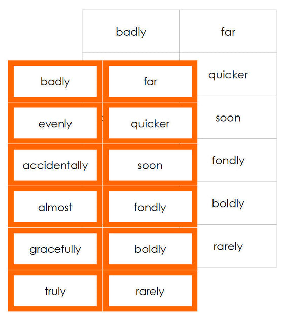 Adverb Cards (Elementary) - Montessori Print Shop Digital Download grammar cards