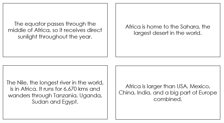 Fun Facts of Africa - Montessori Print Shop continent study