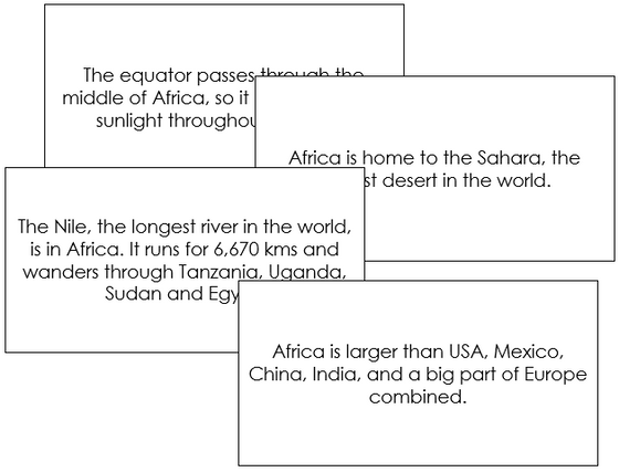 Africa Fun Facts - Montessori geography cards