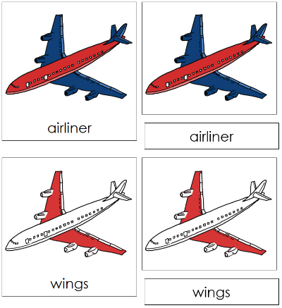 Airliner Nomenclature 3-Part Cards (red) - Montessori Print Shop