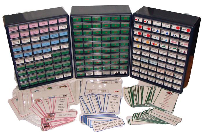 Montessori Pink Blue Green Language Series Tower Labels - Montessori Print Shop