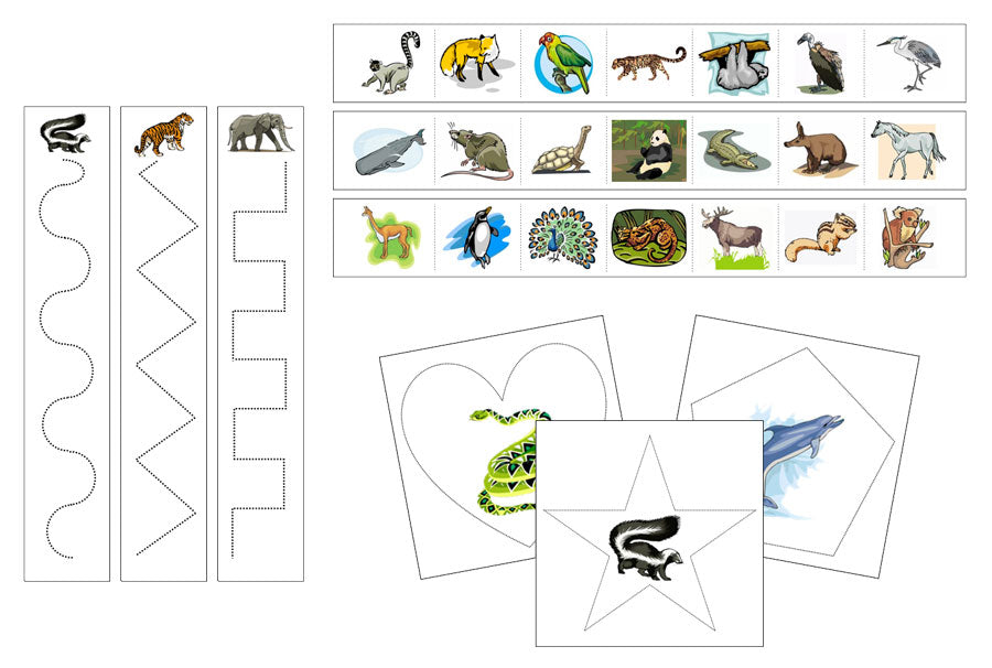 Animals Cutting Work - Preschool Activity - Montessori Print Shop Digital Download