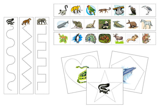Animals Cutting Work - Preschool Activity - Montessori Print Shop Digital Download
