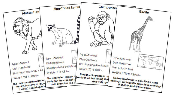 Animals of Africa Information Blackline Masters - Montessori Print Shop Digital Download
