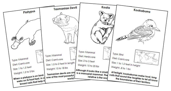 Animals of Australia/Oceania Information Blackline Masters - Montessori Print Shop Digital Download