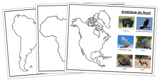 Animals of the 7 Continents - Set 2 - FRENCH - Montessori Print Shop Digital Download - Geography 