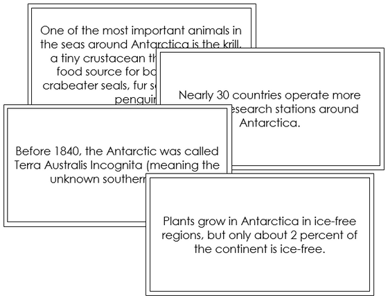 Antarctica Fun Facts - Montessori geography cards