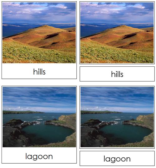 Land & Water Form Cards - Montessori geography materials