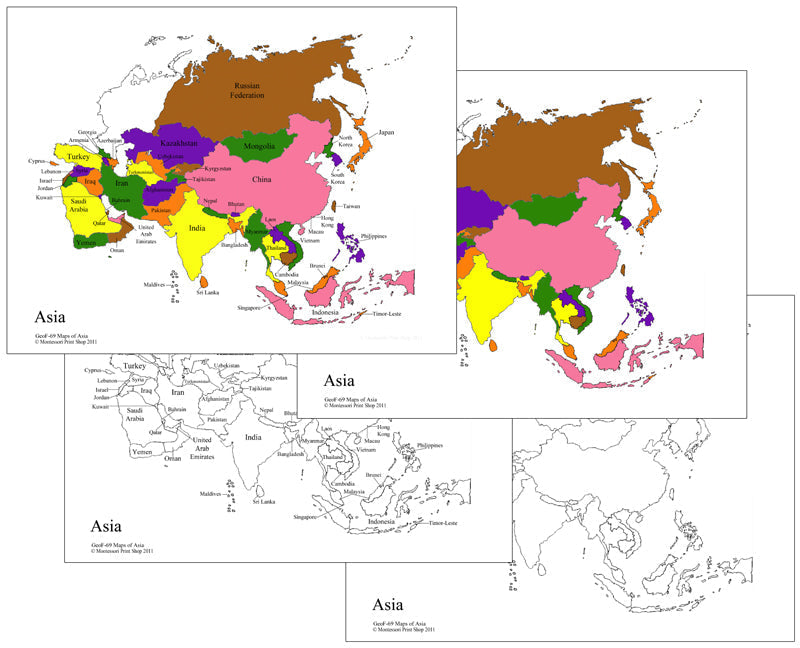 Printable Montessori Map of Asia - Montessori Print Shop Digital Download