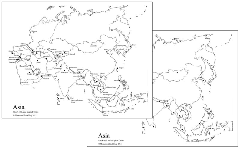 Printable Capital Cities of Asia Maps - Montessori Print Shop Digital Download