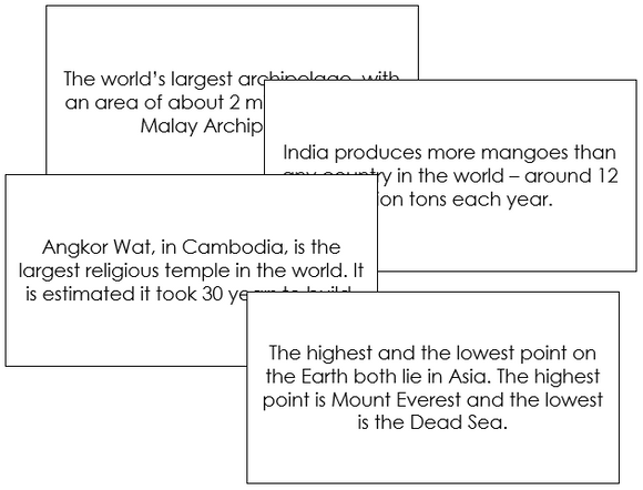 Asia Fun Facts - Montessori geography cards