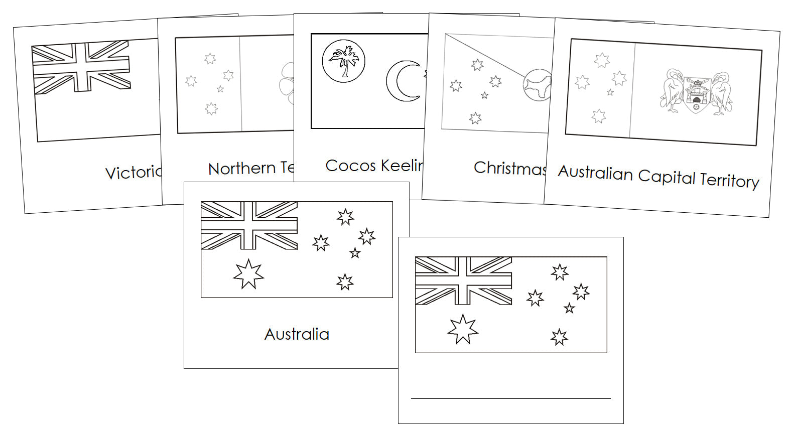 Flags of Australia Blackline Masters - Montessori Print Shop Digital Download