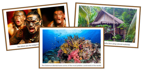Australia/Oceania Continent Cards (color borders) - Montessori Print Shop Digital Download geography cards