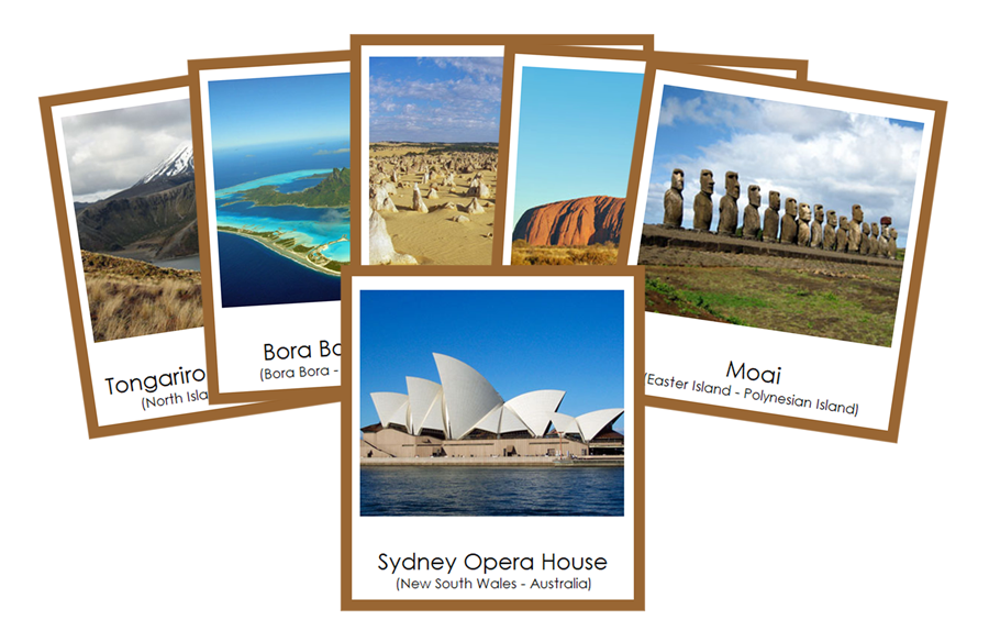 Landmarks of Australia/Oceania 3-Part Continent Cards - Montessori Print Shop Digital Download