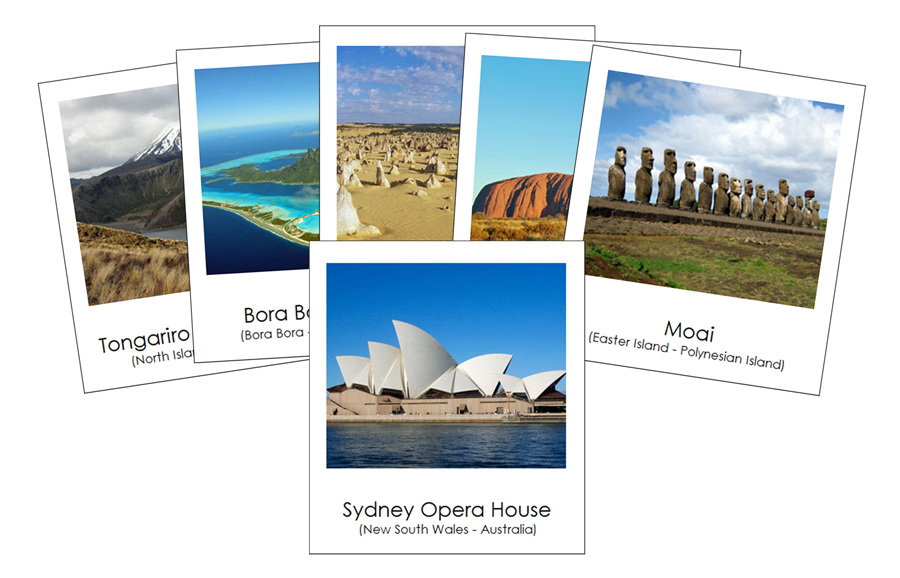 Landmarks of Australia/Oceania 3-Part Continent Cards - Montessori Print Shop Digital Download