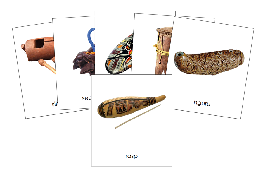 Musical Instruments of Australia/Oceania 3-Part Continent Cards - Montessori Print Shop Digital Download