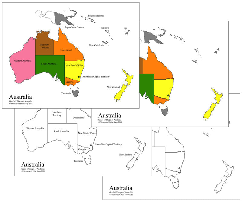 Maps of Australia - Montessori Print Shop Digital Download