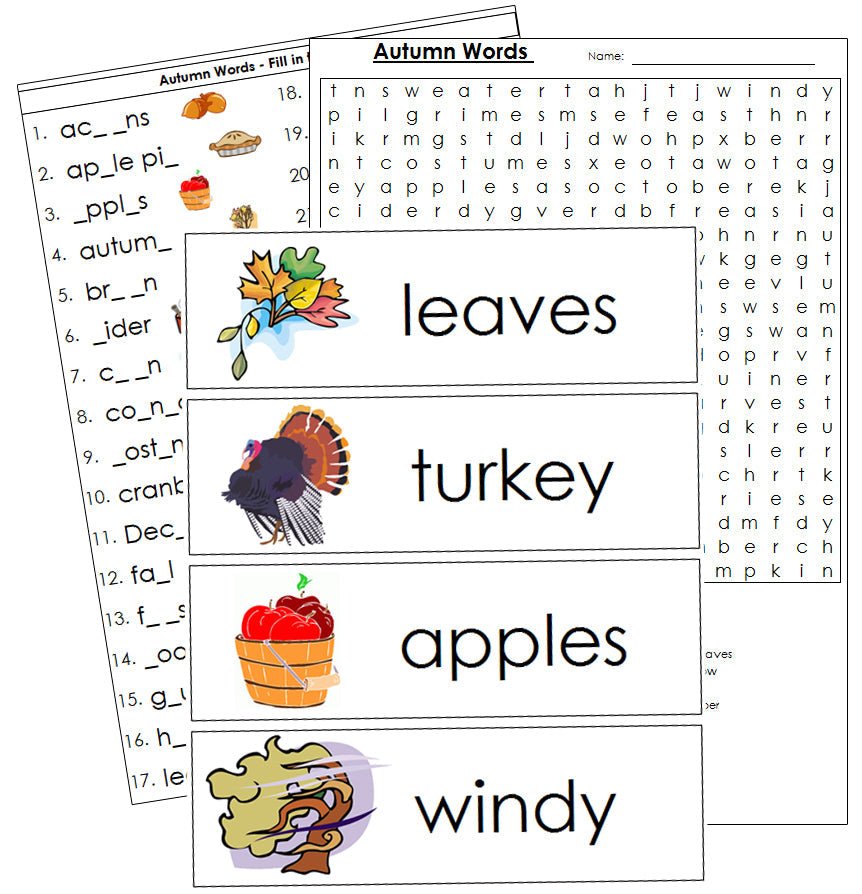 Autumn Word Wall - Montessori Print Shop Digital Download