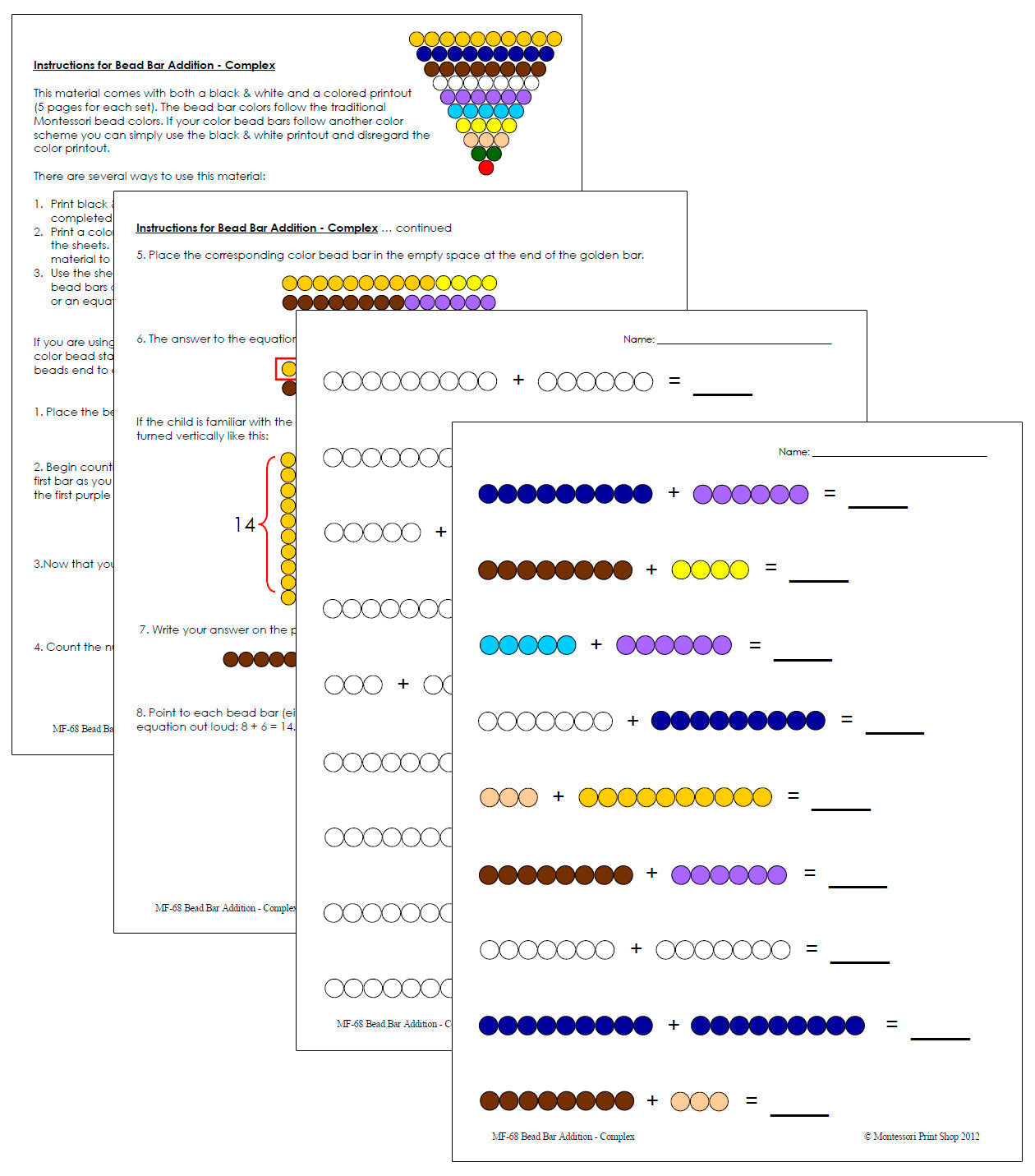 Montessori Bead Bar Addition (complex) - Montessori Print Shop Digital Download
