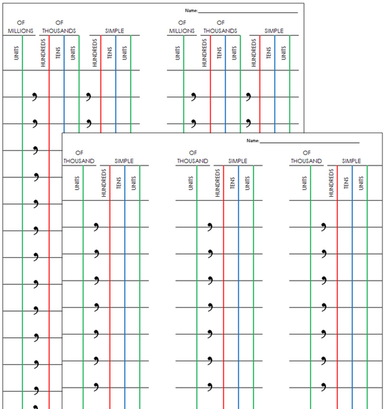 Montessori Bead Frame Paper - Montessori Print Shop