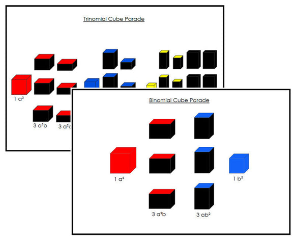 Montessori Binomial Cube & Trinomial Cube Control Cards - Montessori Print Shop