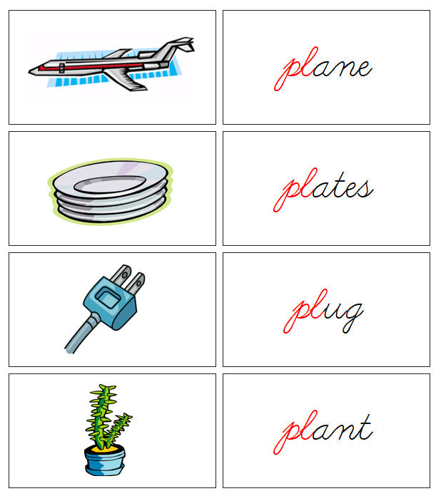 Montessori Step 3 Language Series Bundle - CURSIVE - Blends & Digraphs Word and Picture Cards - Montessori Print Shop Digital Download Language Program