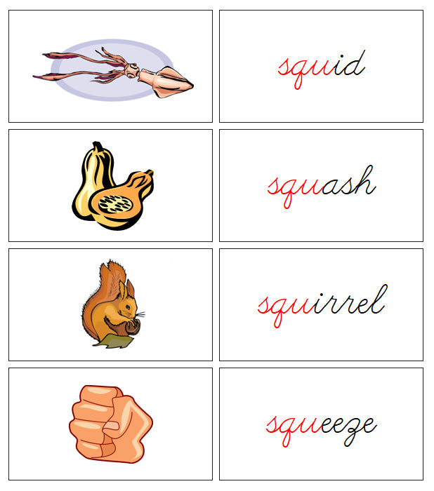 Montessori Step 3 Language Series Bundle - CURSIVE - Blends & Digraphs Word and Picture Cards - Montessori Print Shop Language Program