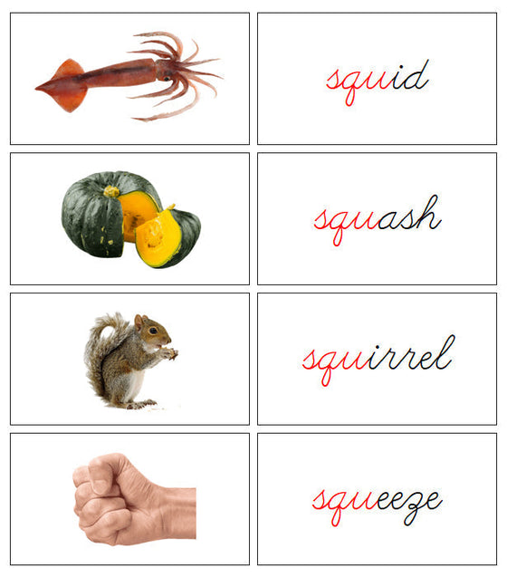 Step 3: Blends & Digraphs - Set 2 (photos) - CURSIVE - Montessori Print Shop language lesson