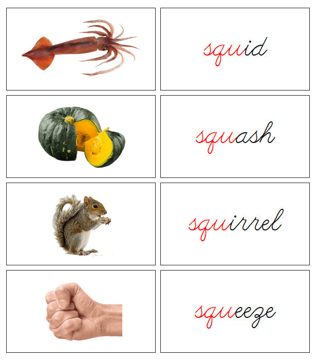 Step 3: Blends & Digraphs - Set 2 (photos) - CURSIVE - Montessori Print Shop language lesson