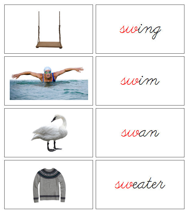 Step 3: Blends & Digraphs - Set 3 (photos) - CURSIVE - Montessori Print Shop Digital Download language lesson
