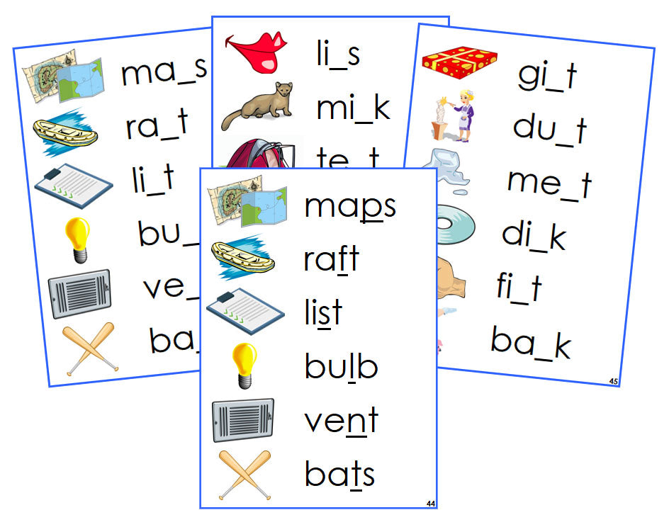 Montessori Blue Phonetic Language Series Bundle - CVCC Missing Consonant Sound Cards - Montessori Print Shop phonics language program