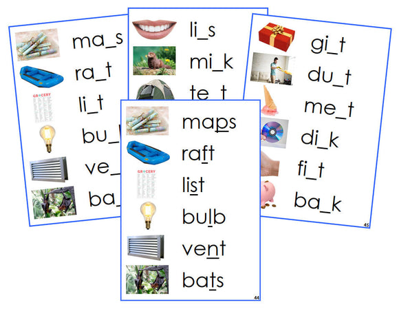 Montessori Blue CVCC Missing Consonant Cards (photos) - Montessori Print Shop Digital Download