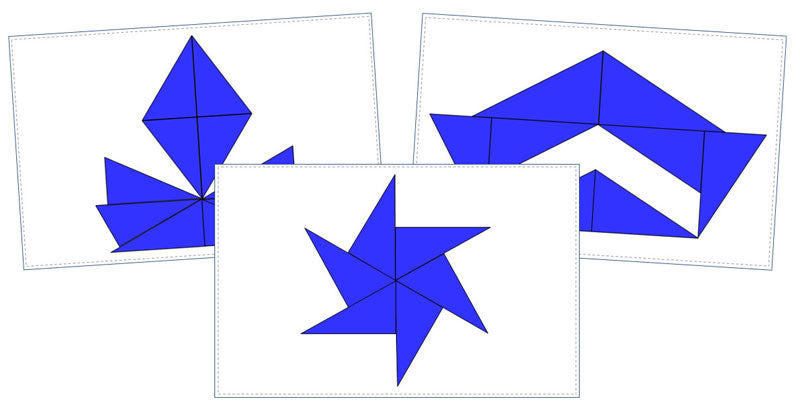 Montessori Blue Constructive Triangles Design Cards - Montessori Print Shop Digital Download
